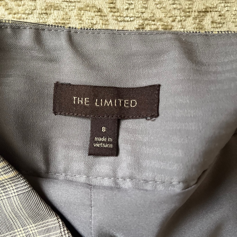The Limited Plaid Gray Cream Business Work Skirt Mini 8 - Picture 3 of 3